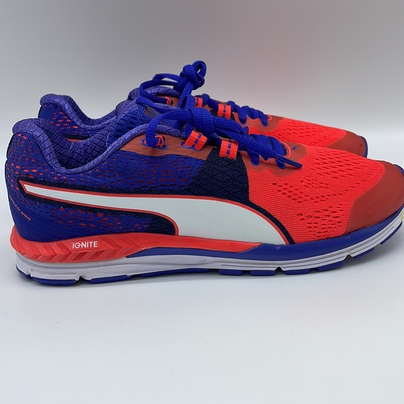 Puma Men's Speed 600 Ignite Red Blast/Royal Blue/White Ankle-High Running Shoe - Picture 8 of 11